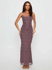 Aliah Cowl Neck Maxi Dress Plum Stripe