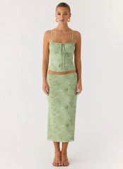 Bahama Low Rise Midi Skirt - Blurred Lime