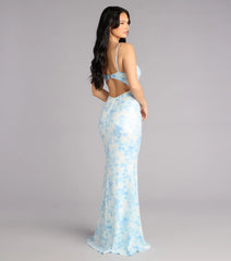 Justina Sequin Floral Formal Dress