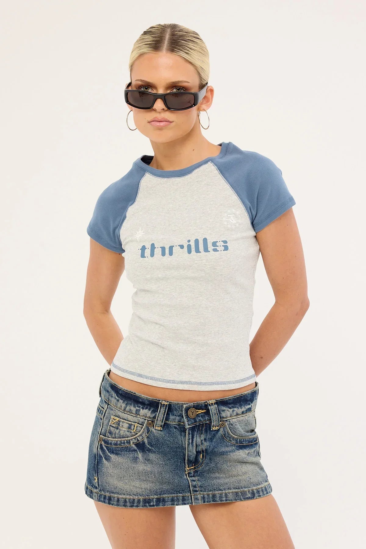 Thrills Intercept Raglan Club Tee Snow Marle