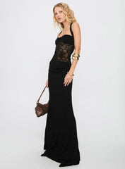 Adalyne Lace Halter Maxi Dress Black