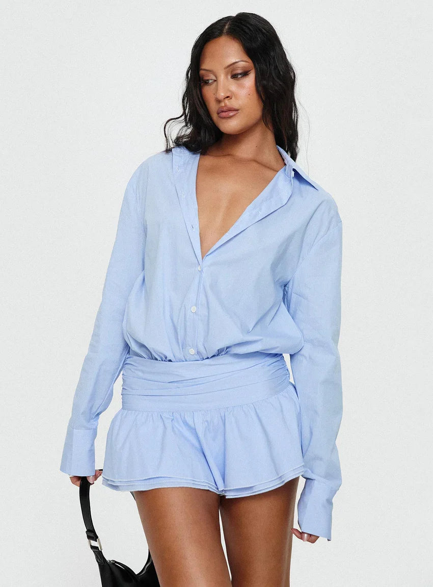 Girls Girls Girls Long Sleeve Mini Dress Blue