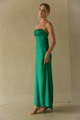 Adelai Open Back Satin Maxi Dress