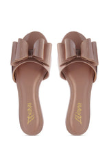 Tizzy Nude Bow Slip On Flat Sandal