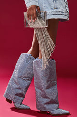 Azalea Wang Banian Denim Western Rhinestone Boot