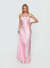 Truth Hurts Ruched Backless Maxi Dress Pink