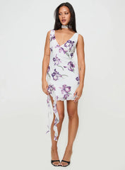 Varney Frill Mini Dress White / Purple Floral