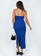 Talena Strapless Midi Dress Blue