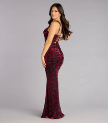 Clara Velvet Mesh Lace-Up Formal Dress