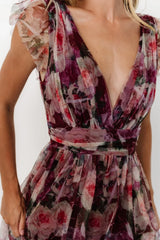 Carmine Maxi Dress | Wine Floral