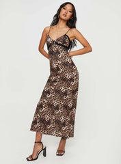 Emily Bias Cut Maxi Dress Leopard