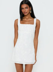 Donnamarie Embroidered Mini Dress White
