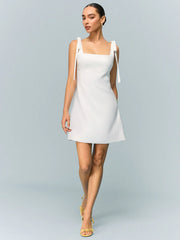 Bow-Strap Backless Mini Dress