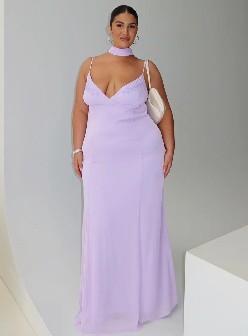 Jadira Scarf Maxi Dress Purple Curve