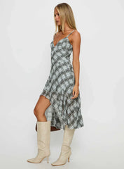Murisa Asymmetrical Midi Dress Multi Check