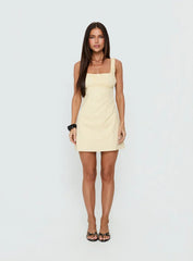 With You Everywhere Ruched Mini Dress Yellow