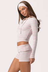 Ribbed Jersey Mini Shorts In Pink Stripe