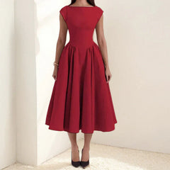 Elegant Pleated Midi Dress For Women