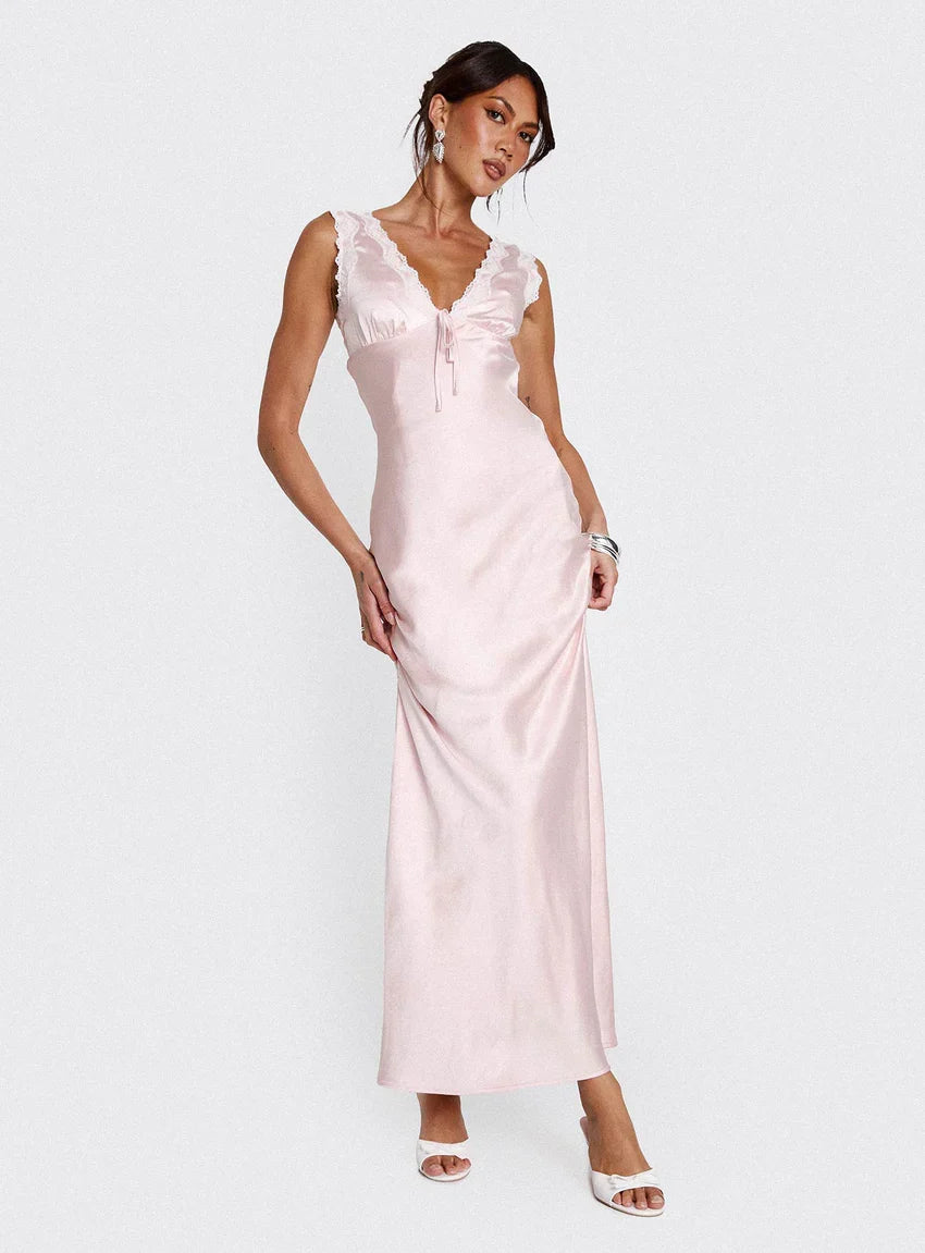 Liliya Lace Maxi Dress Pink