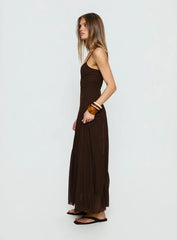 Janeira Pleat Maxi Dress Chocolate