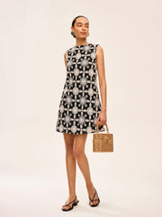 Embroidered Cotton Sleeveless Dress