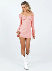 Dyer Sheer Sleeve Mini Dress Pink