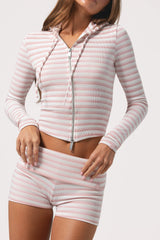 Ribbed Jersey Mini Shorts In Pink Stripe